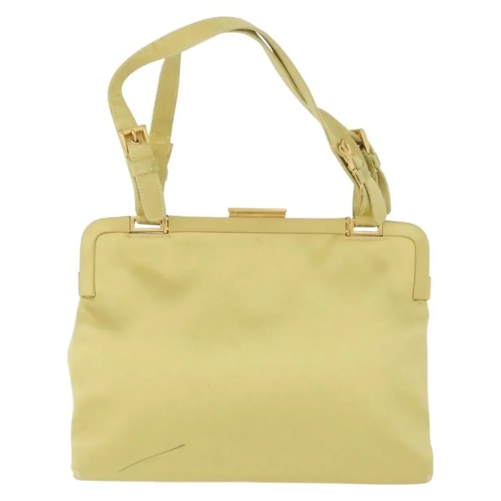 Prada Satin Tote Bag Yellow Gold